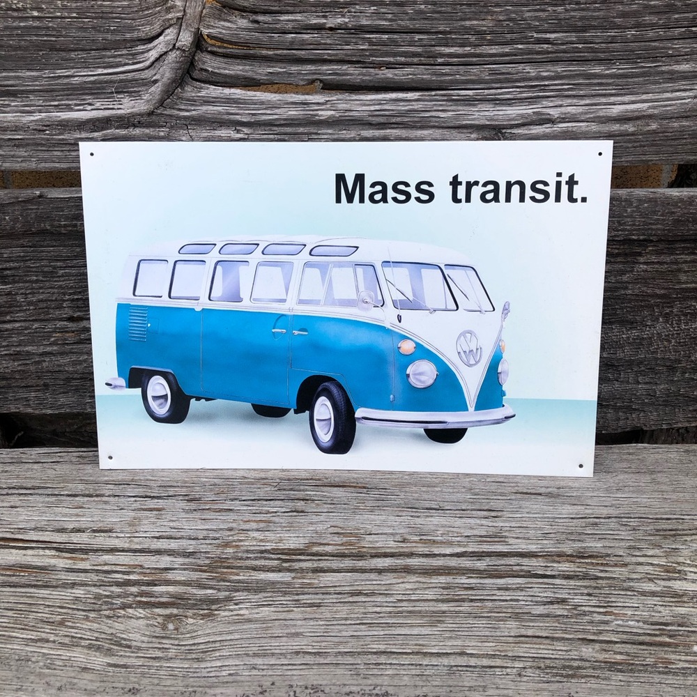 Tin Sign VW Mass transit Volkswagen Transporter Bus metal wall decor hippy Van💙🤍